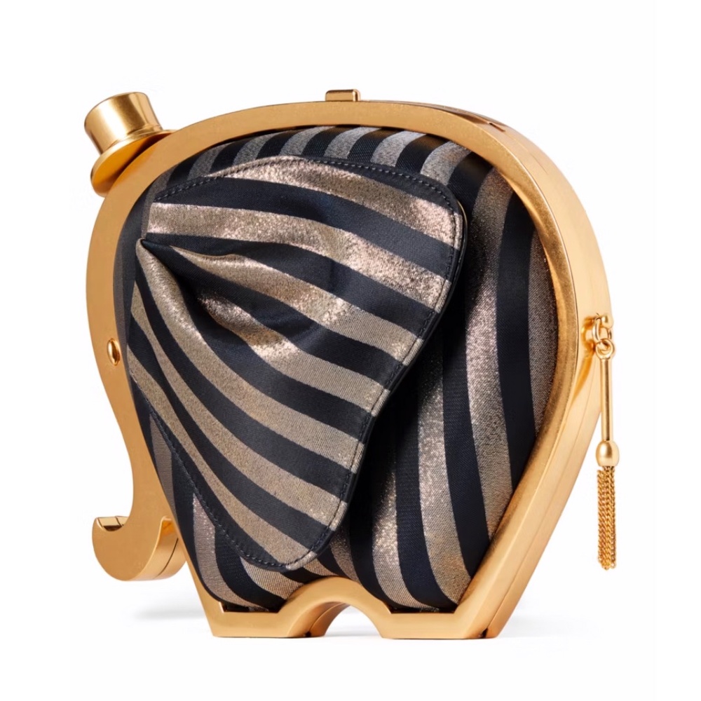 Kate Spade Ellie Striped 3d Elephant Metallic Crossbody & Clutch Bag - Picture 2 of 14